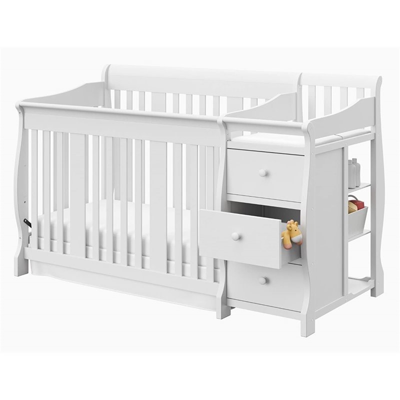 Stork Craft 4-in1 Portofino Crib & Changer Combo in White
