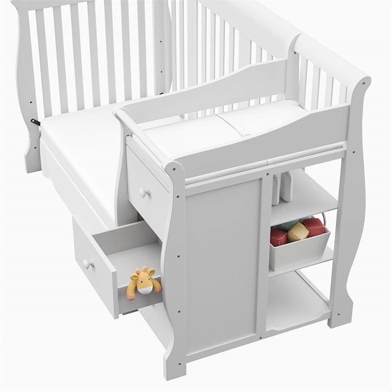 Stork Craft 4-in1 Portofino Crib & Changer Combo in White