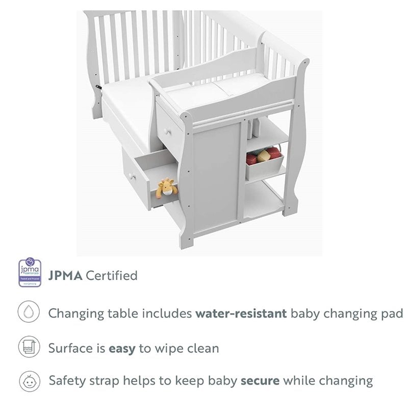 Stork Craft 4-in1 Portofino Crib & Changer Combo in White