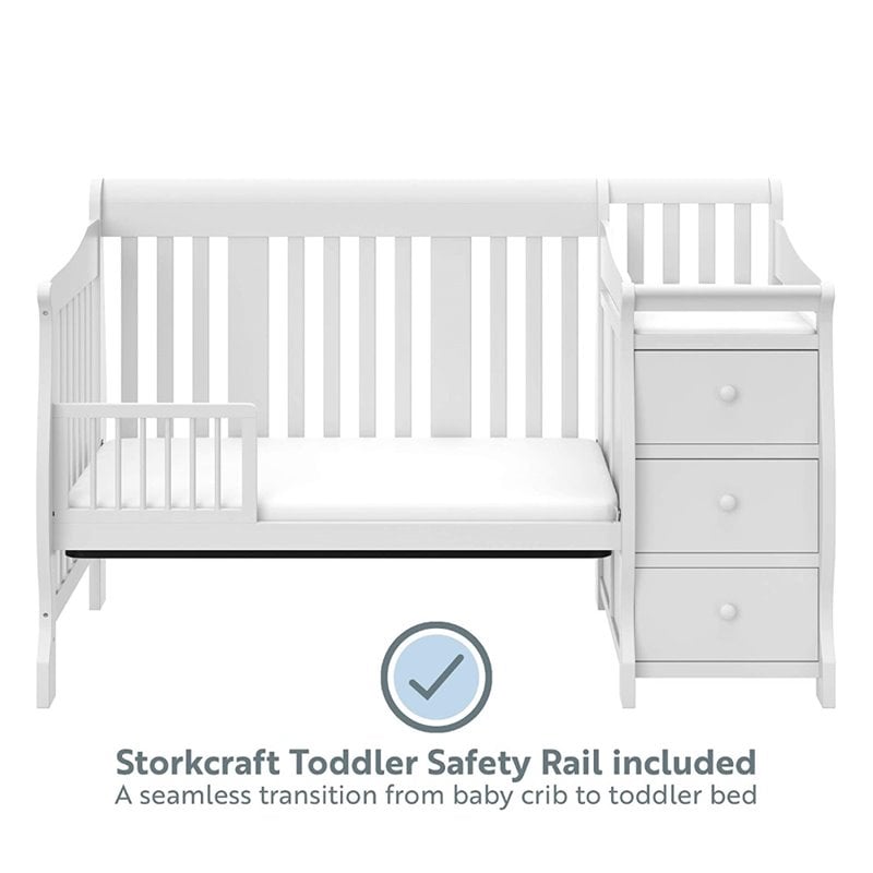 Stork Craft 4-in1 Portofino Crib & Changer Combo in White