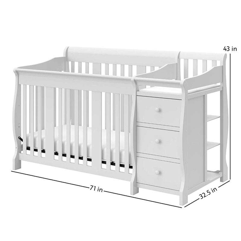 Stork Craft 4-in1 Portofino Crib & Changer Combo in White