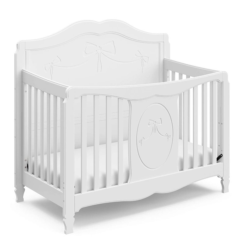 Storkcraft Princess 4-in-1 Fixed Side Convertible Crib in White
