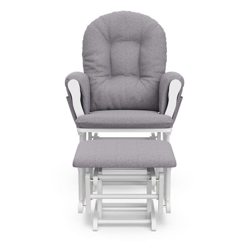 Storkcraft White Slate Hoop Glider with Ottoman in Gray Swirl