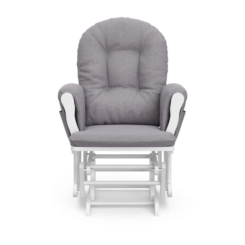 Storkcraft White Slate Hoop Glider with Ottoman in Gray Swirl