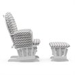 Storkcraft White Frame Hoop Glider with Ottoman in Chevron