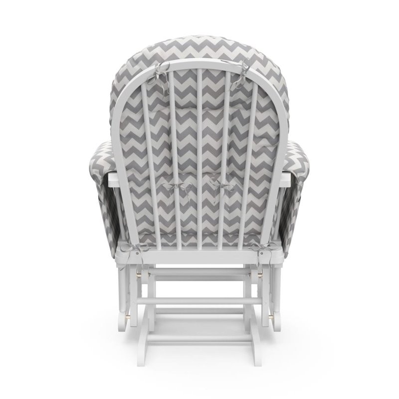 Storkcraft White Frame Hoop Glider with Ottoman in Chevron