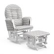 Storkcraft White Frame Hoop Glider with Ottoman in Chevron