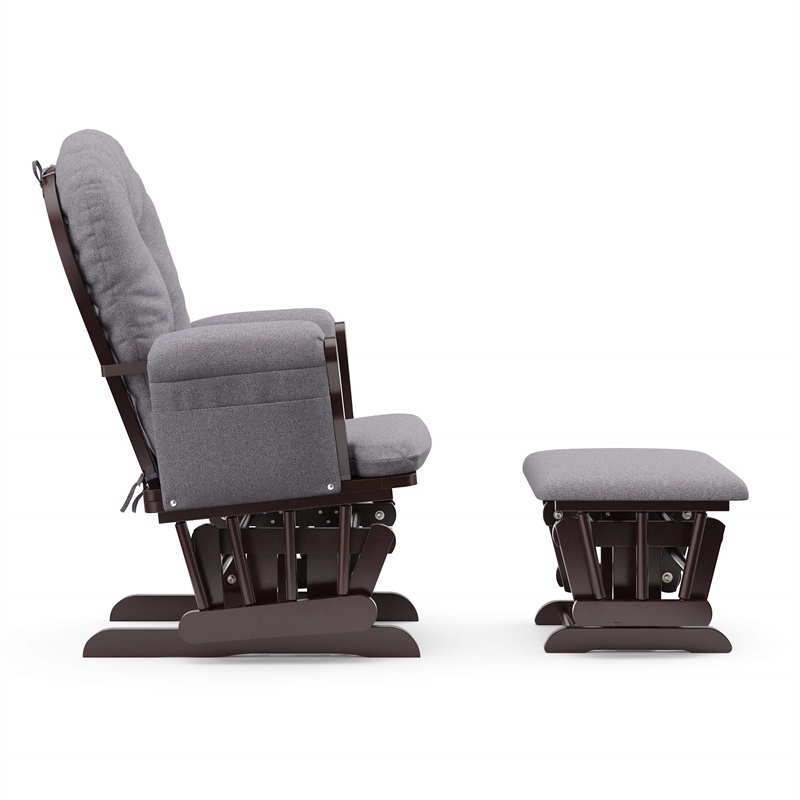 Stork Craft Hoop Custom Glider and Ottoman in Espresso and Slate Gray