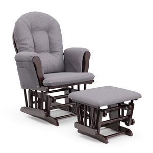 Stork Craft Hoop Custom Glider and Ottoman in Espresso and Slate Gray