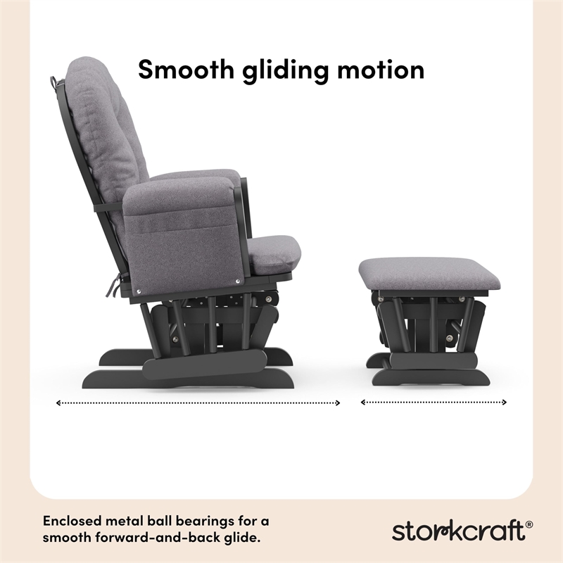 Stork Craft Hoop Custom Glider and Ottoman in Gray and Slate Gray