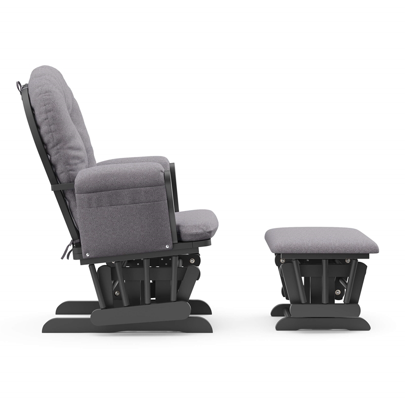 Stork Craft Hoop Custom Glider and Ottoman in Gray and Slate Gray