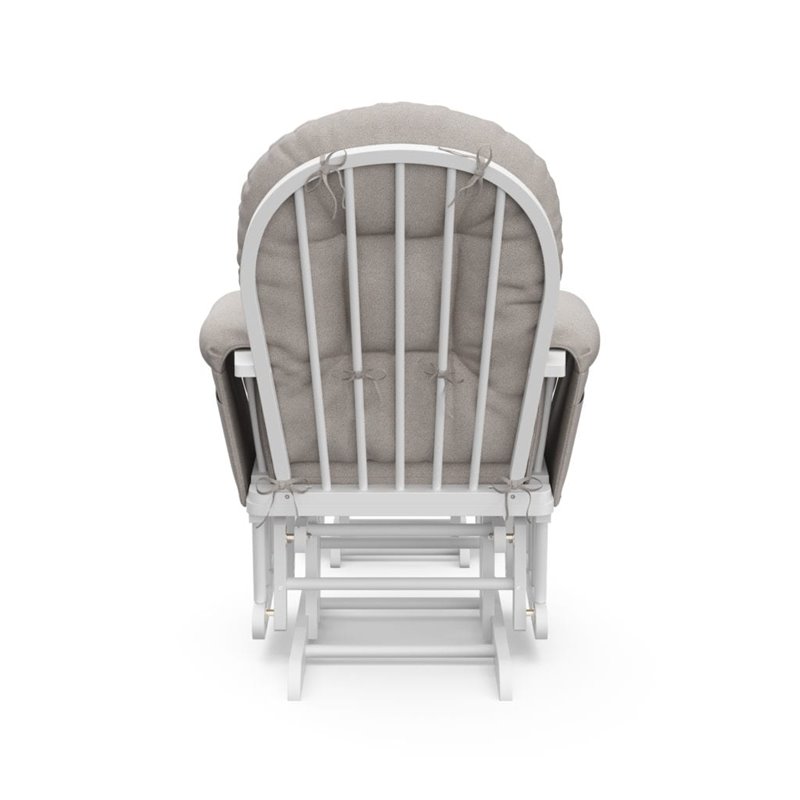 Stork Craft Hoop Custom Glider and Ottoman in White and Taupe Swirl