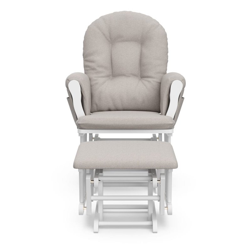 Stork Craft Hoop Custom Glider and Ottoman in White and Taupe Swirl