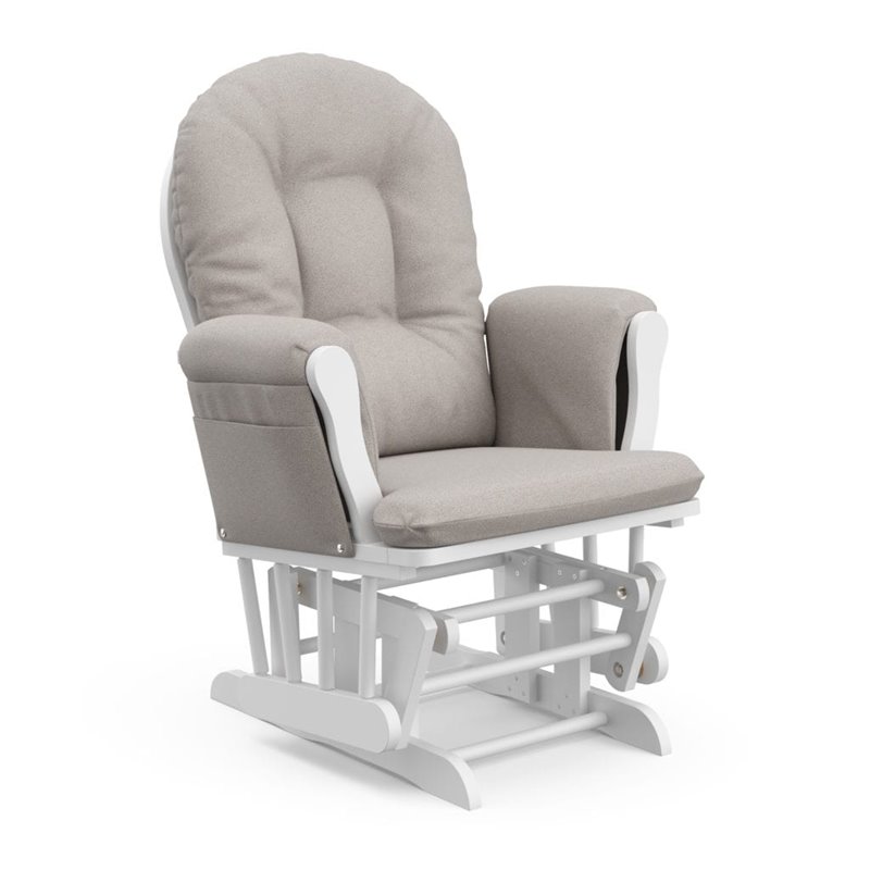 Stork Craft Hoop Custom Glider and Ottoman in White and Taupe Swirl