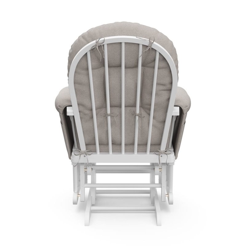 Stork Craft Hoop Custom Glider and Ottoman in White and Taupe Swirl
