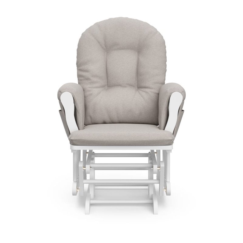 Stork Craft Hoop Custom Glider and Ottoman in White and Taupe Swirl