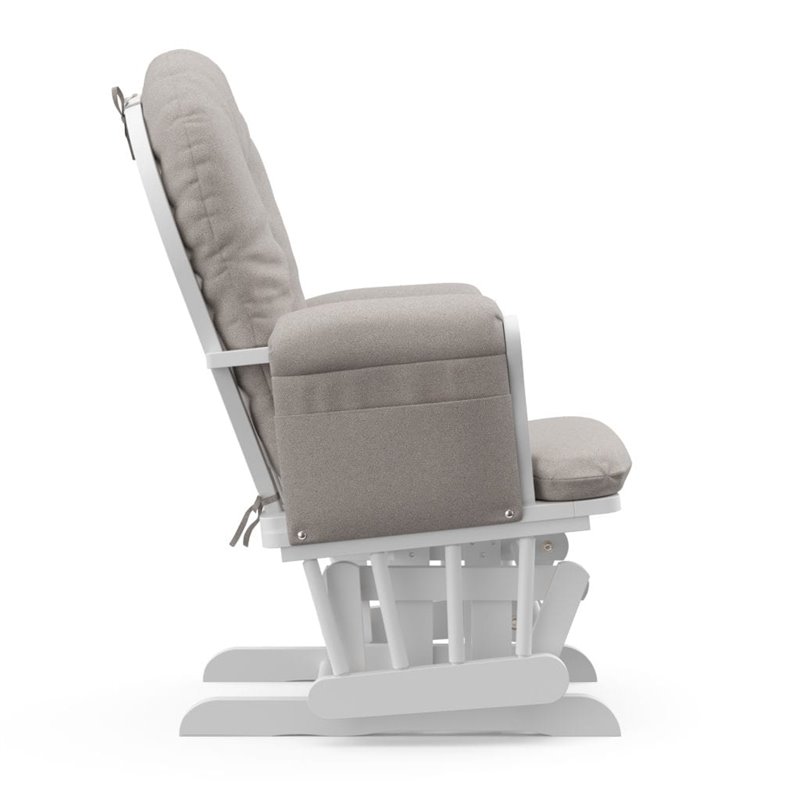 Stork Craft Hoop Custom Glider and Ottoman in White and Taupe Swirl