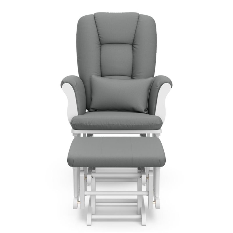 Stork Craft Custom Tuscany Glider and Ottoman in White and Gray