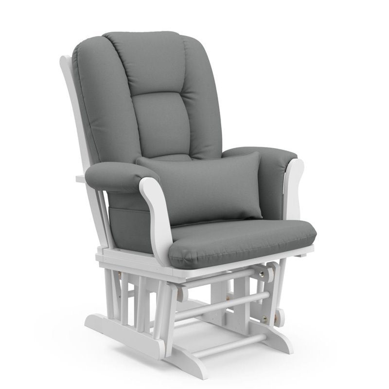 Stork Craft Custom Tuscany Glider and Ottoman in White and Gray