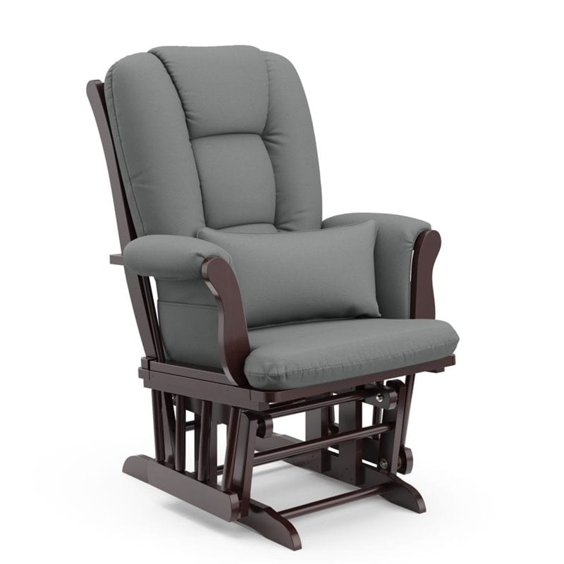 Stork Craft Custom Tuscany Glider and Ottoman in Espresso and Gray