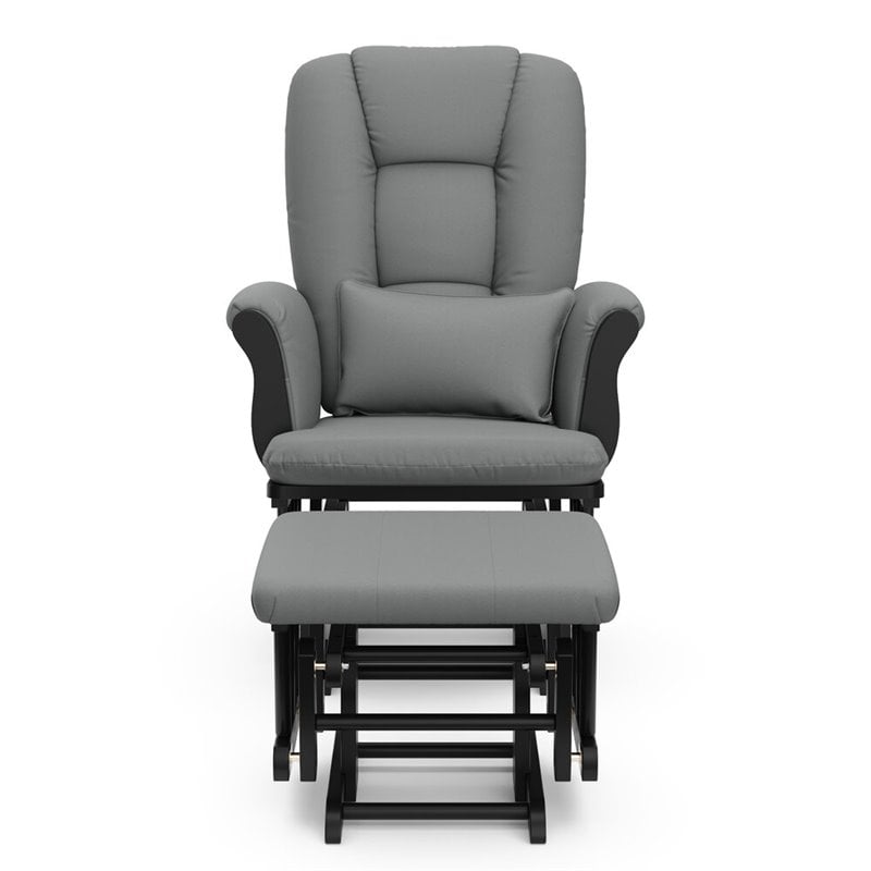 Stork Craft Custom Tuscany Glider and Ottoman in Black and Grey