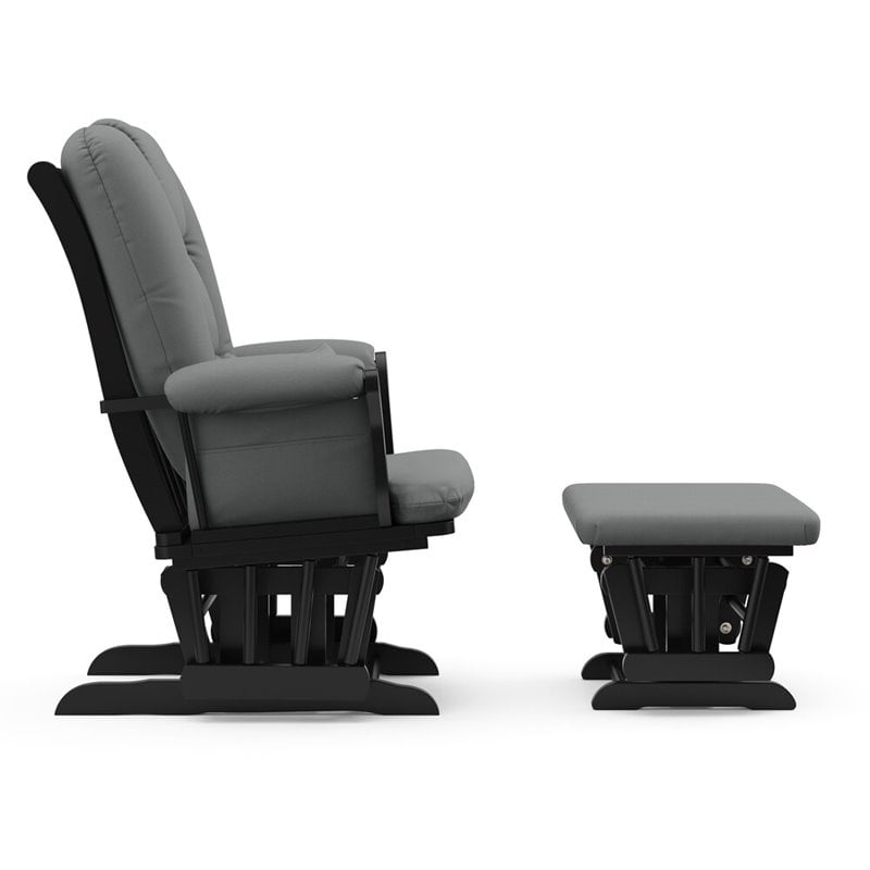 Stork Craft Custom Tuscany Glider and Ottoman in Black and Grey