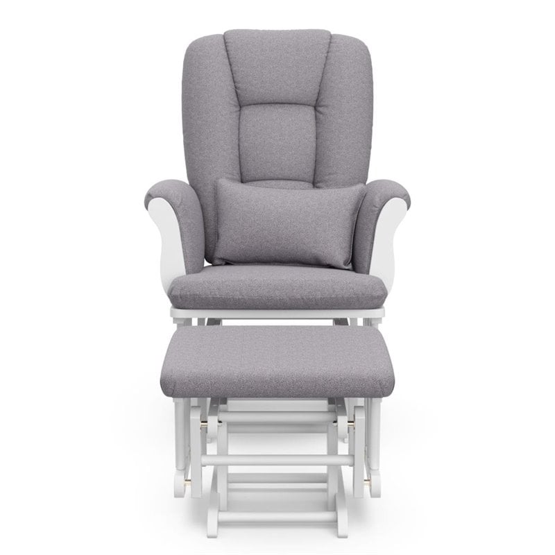 Stork Craft Tuscany Custom Glider and Ottoman in White and Slate Gray