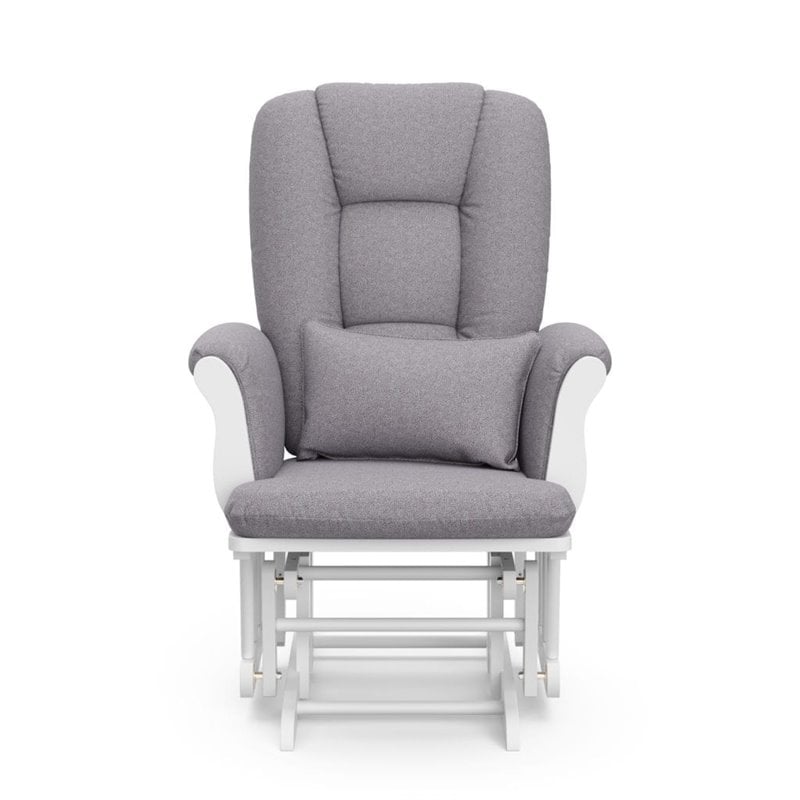 Stork Craft Tuscany Custom Glider and Ottoman in White and Slate Gray
