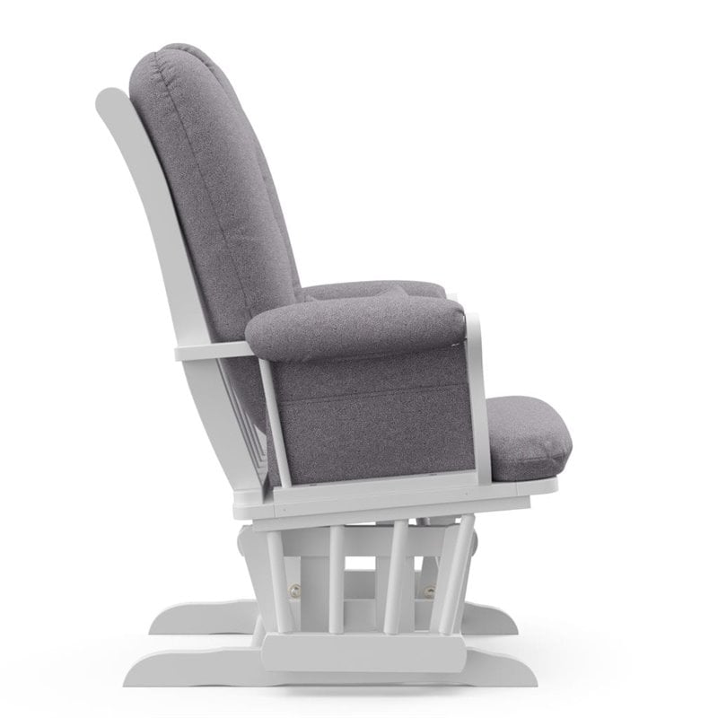 Stork Craft Tuscany Custom Glider and Ottoman in White and Slate Gray