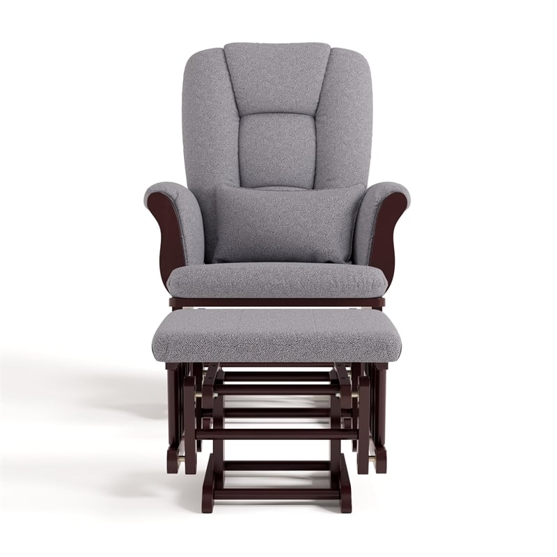 Stork Craft Tuscany Custom Glider and Ottoman in Espresso and Slate Gray
