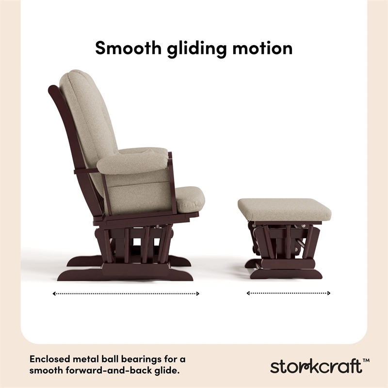 Stork Craft Tuscany Custom Glider and Ottoman in Espresso and Taupe