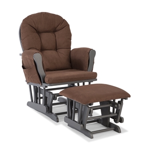 Stork Craft Hoop Custom Glider and Ottoman in Gray and Chocolate