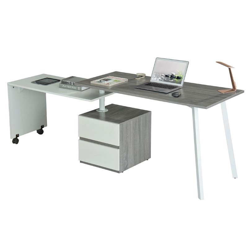 Techni Mobili Rotating Modular Computer Desk in Gray