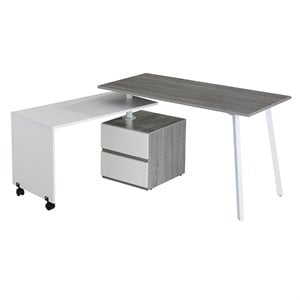 Techni Mobili Rotating Modular Computer Desk in Gray