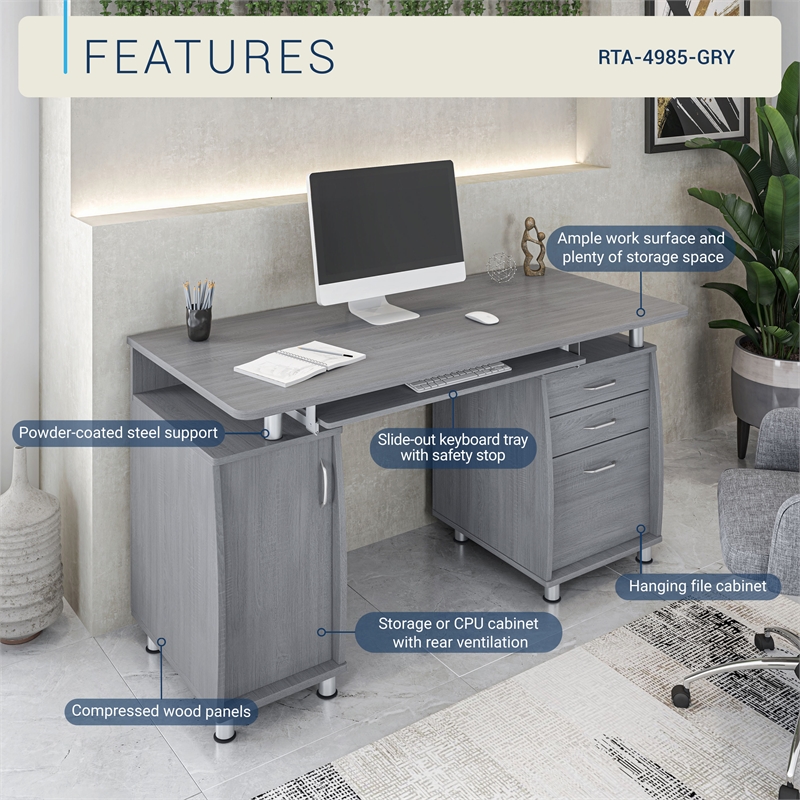 Small Computer Desk in Gray