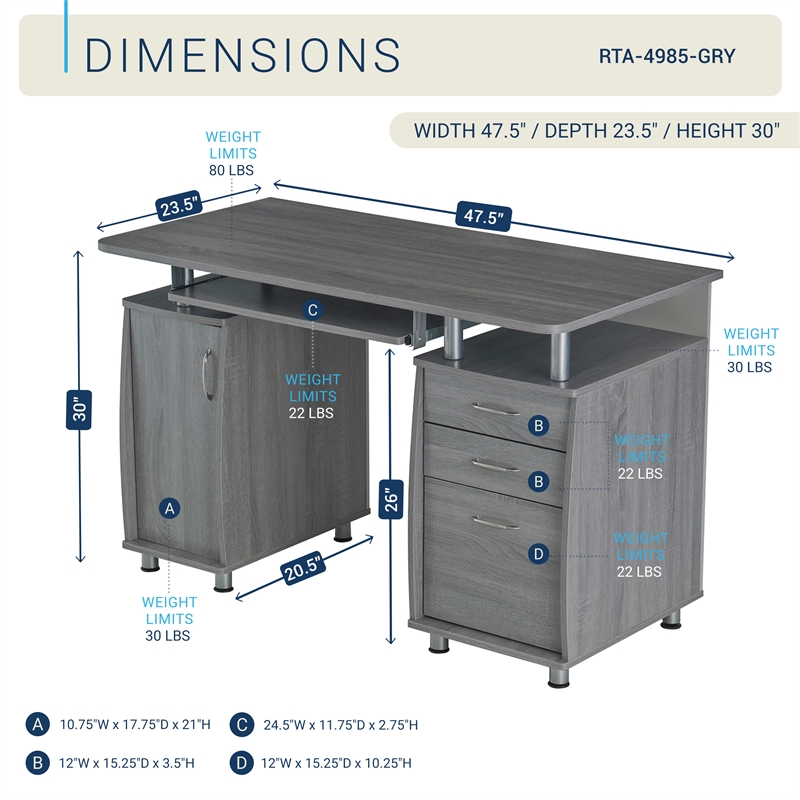 Small Computer Desk in Gray