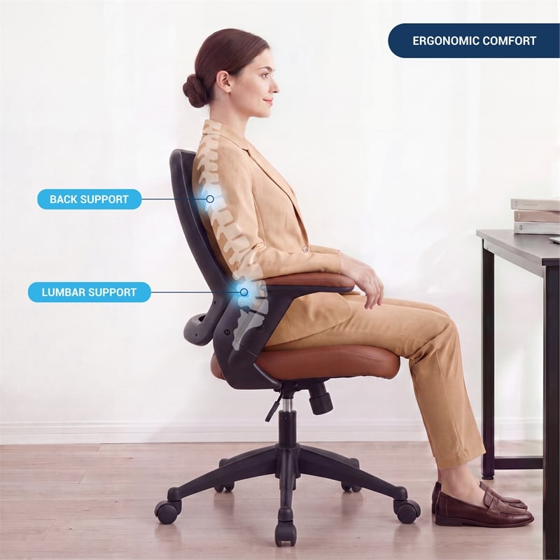 Techni Mobili Mid-Back Mesh Task Office Chair in Brown