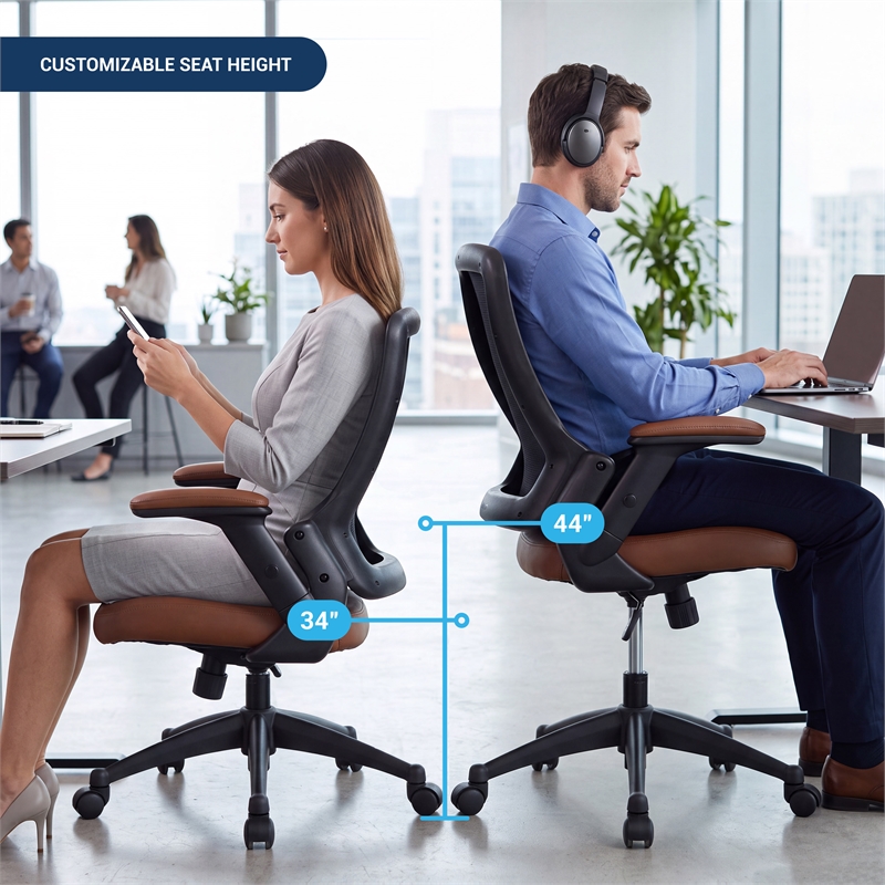 Techni Mobili Mid-Back Mesh Task Office Chair in Brown