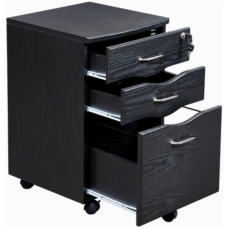 Techni Mobili 3 Drawer Mobile File Cabinet in Espresso