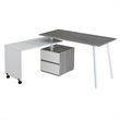 Set of 2 Rotating Computer Desk in Gray and Gaming Chair in Camel