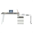 Set of 2 Rotating Computer Desk in Gray and Gaming Chair in Camel