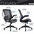 Techni Mobili Mid Back Mesh Adjustable Office Chair in Black