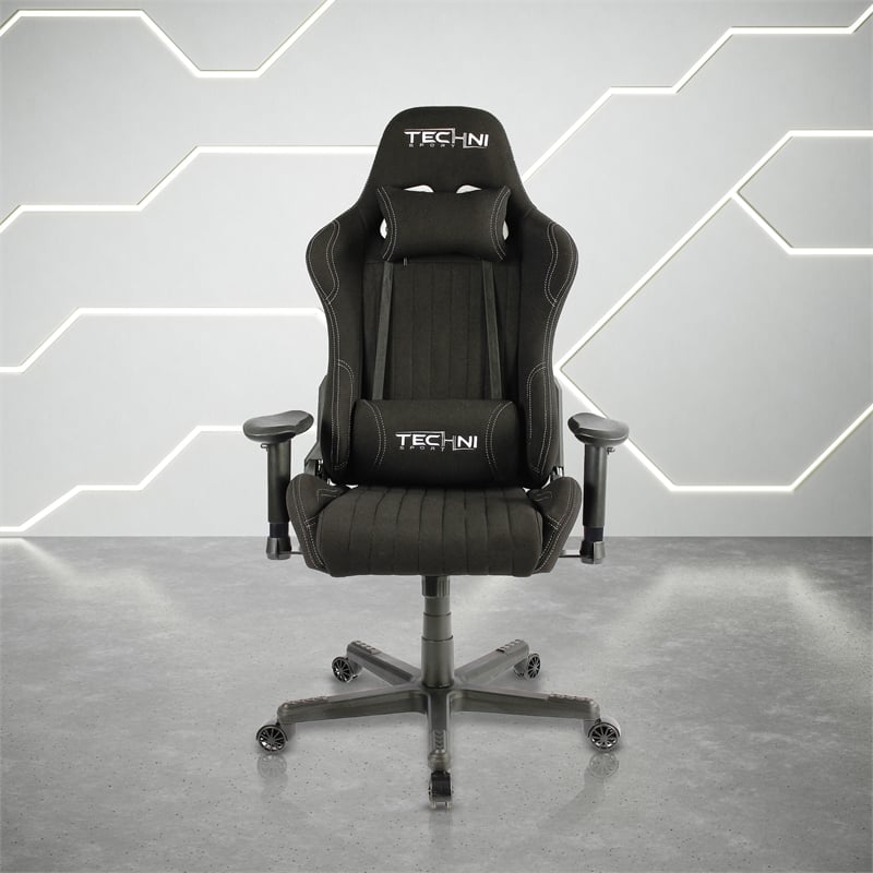 Techni Sport Ergonomic Adjustable Racing Game Chair in Black