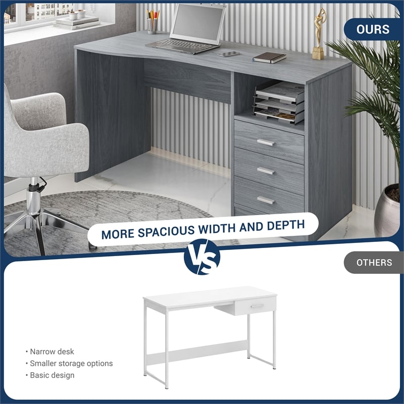 Techni Mobili Classic Writing Desk in Gray