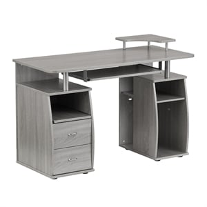 Techni Mobili Engineered Wood 2-Drawers Computer Desk with Keyboard Tray in Gray