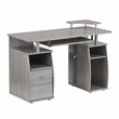 Techni Mobili Engineered Wood 2-Drawers Computer Desk with Keyboard Tray in Gray