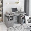 Techni Mobili Engineered Wood 2-Drawers Computer Desk with Keyboard Tray in Gray