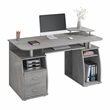 Techni Mobili Engineered Wood 2-Drawers Computer Desk with Keyboard Tray in Gray