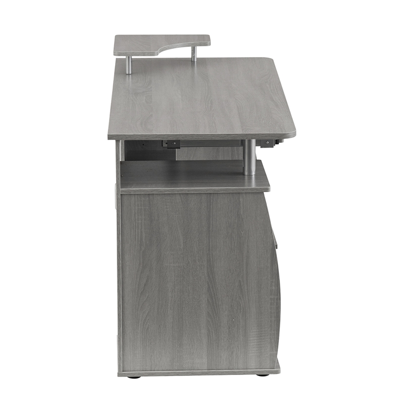 Techni Mobili Engineered Wood 2-Drawers Computer Desk with Keyboard Tray in Gray