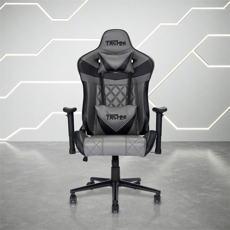 Techni Sport Polyurethane and Steel Frame XL-Ergonomic Gaming Chair in Gray